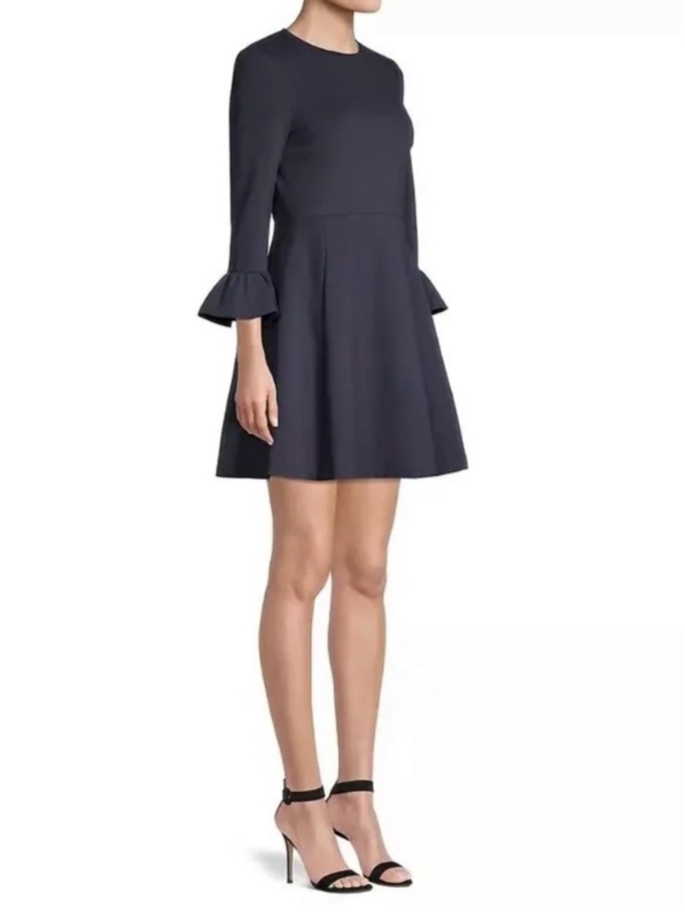 kate spade Navy A-Line Ponte Mini Dress with Ruffle Sleeves